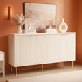 White Fluted Storage Cabinet Set Of 2 Modern Sideboards-0