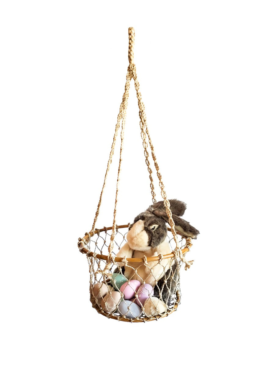 Panier Suspendu en jute et bois naturel