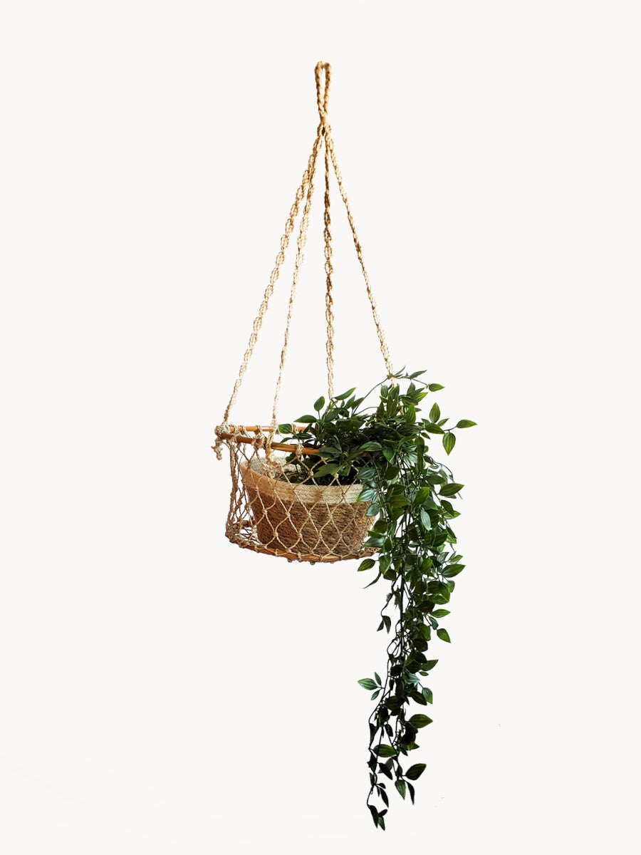Panier Suspendu en jute et bois naturel