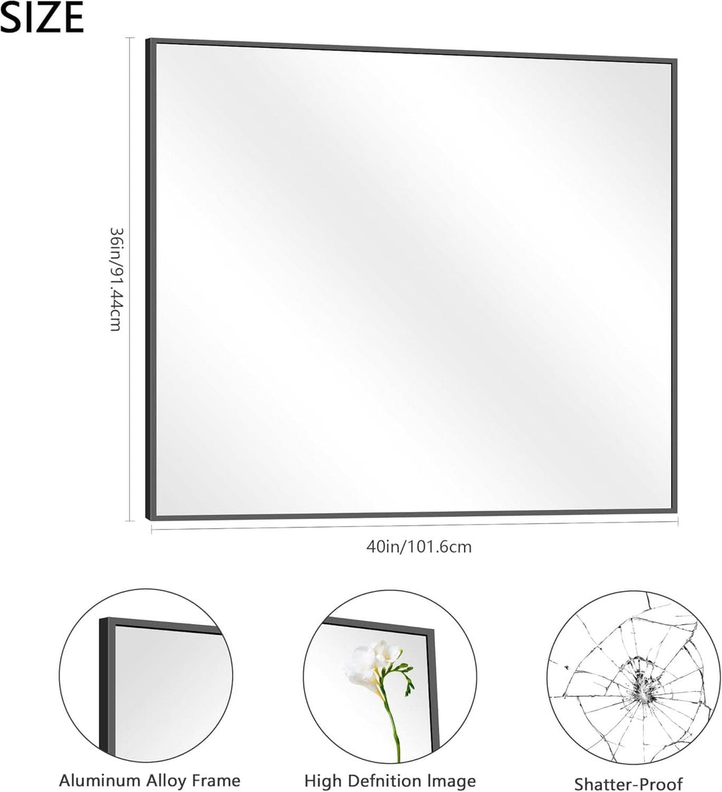 Miroir mural noir 36x40 pouces
