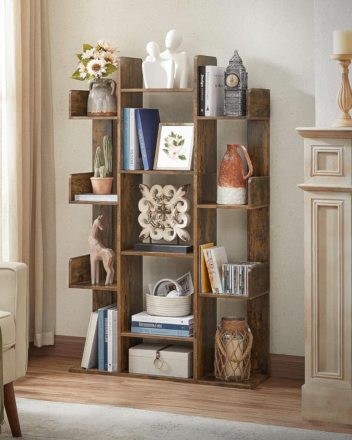 Bibliothèque en Forme d’Arbre Brun Rustique - 13 Étagères