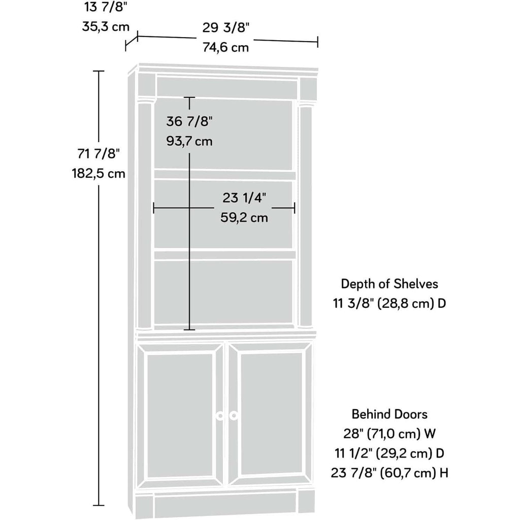 Palladia Library With Doors Bookcase Wind Oak 29 Inch Wide