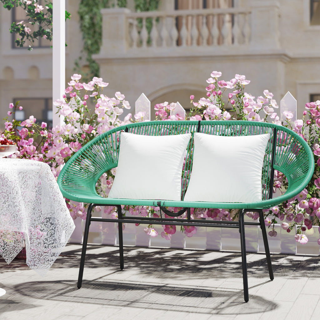 Banquette de jardin 2 places avec 2 coussins - vert foncé