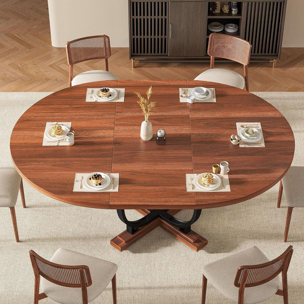 Walnut 59 Inch Fully Extendable Oval Dining Table