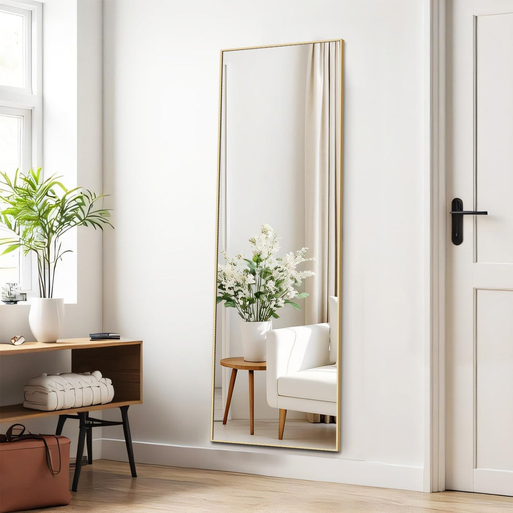 Miroir sur pied grande taille avec cadre noir