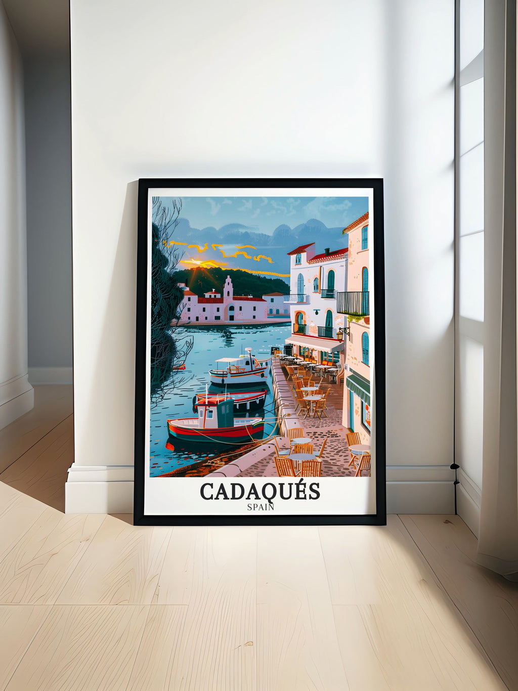 Cadaqués Print - Girona Wall Art - Mediterranean Framed Art - Mediterranean Vintage Poster