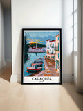 Cadaqués Print - Girona Wall Art - Mediterranean Framed Art - Mediterranean Vintage Poster