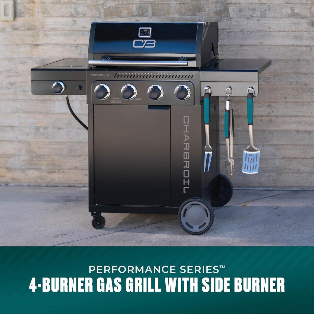 Black 4Burner Gas Grill Cabinet With Extra Storage Space-1