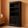 Palladia Library With Doors Bookcase Wind Oak 29 Inch Wide
