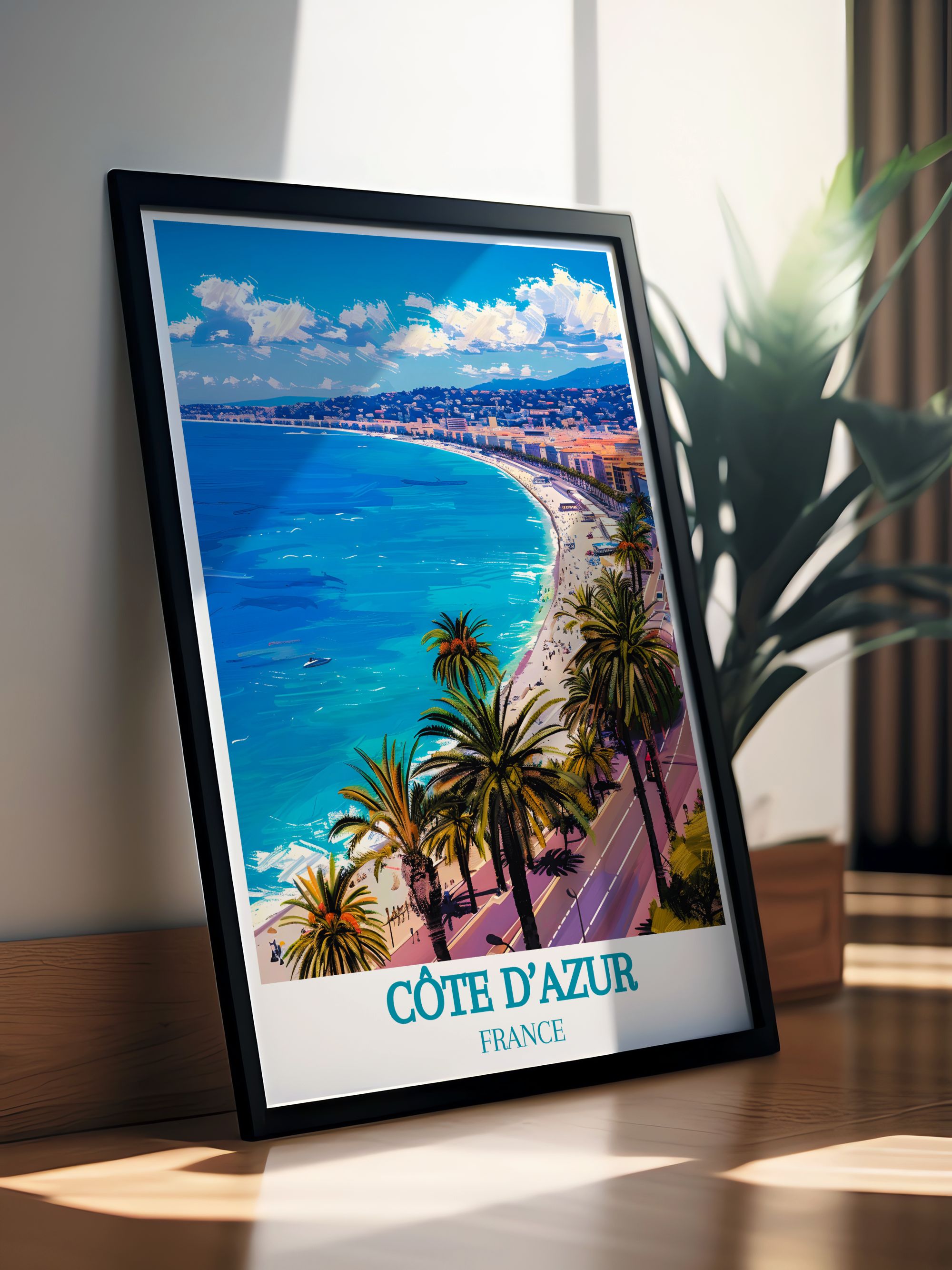 Cote D Azur Vintage Posters Promenade Des Anglais Custom Prints France Modern Wall Decor