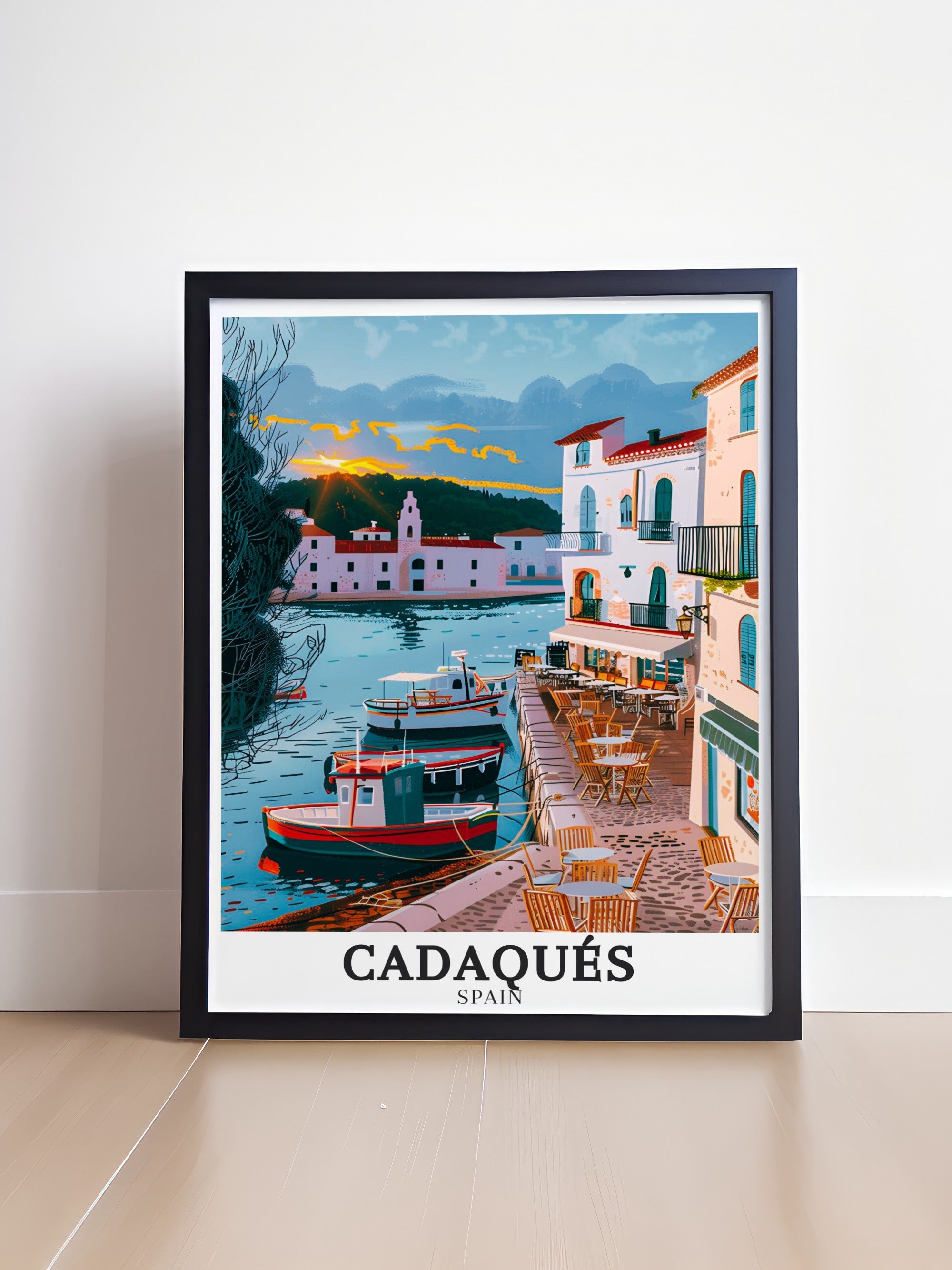 Cadaqués Print - Girona Wall Art - Mediterranean Framed Art - Mediterranean Vintage Poster