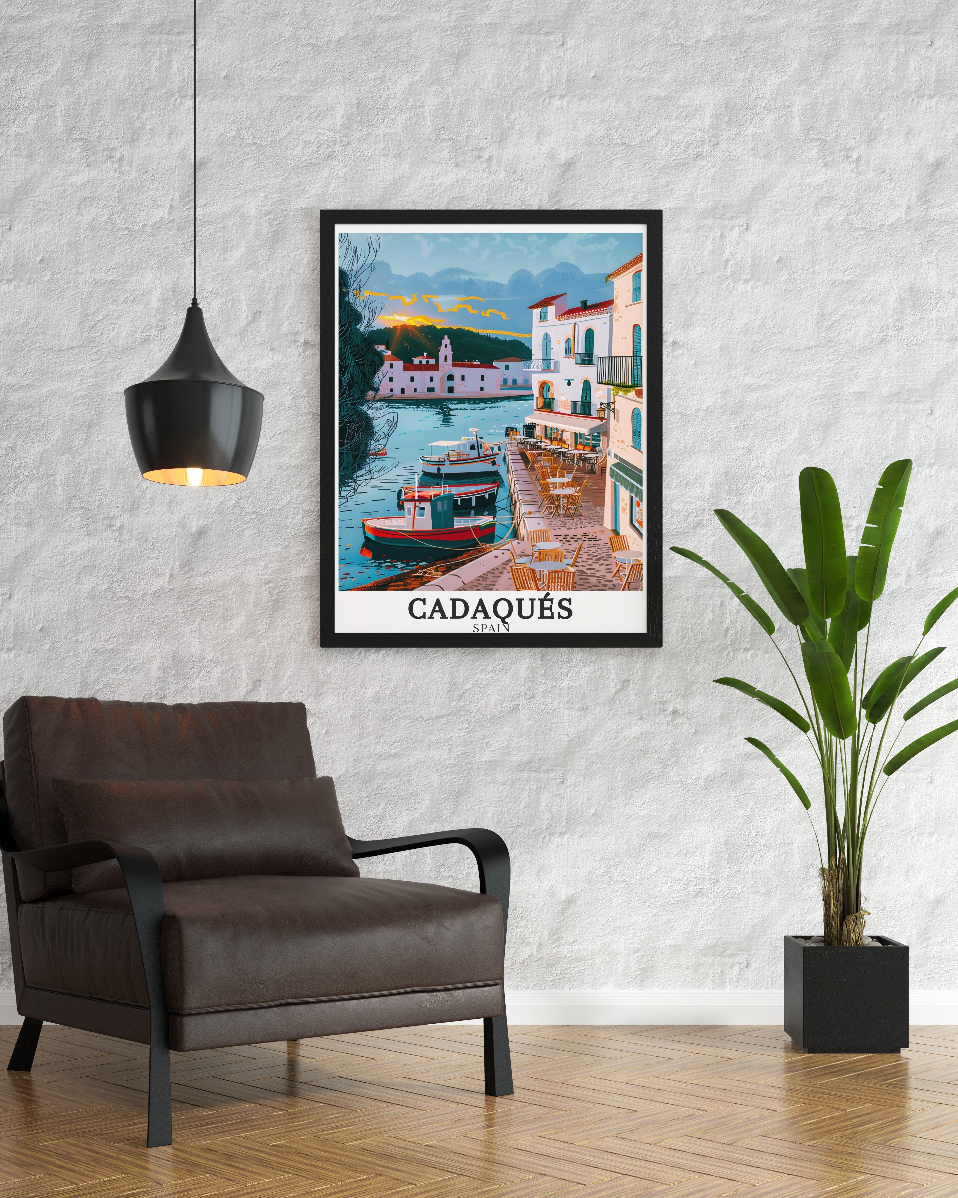 Cadaqués Print - Girona Wall Art - Mediterranean Framed Art - Mediterranean Vintage Poster