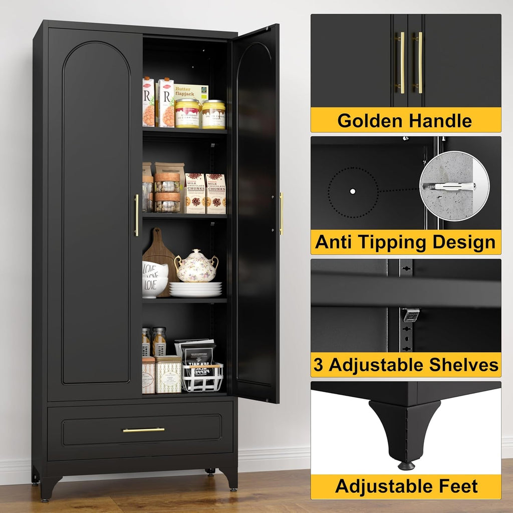 Armoire de rangement industrielle noire avec tiroirs