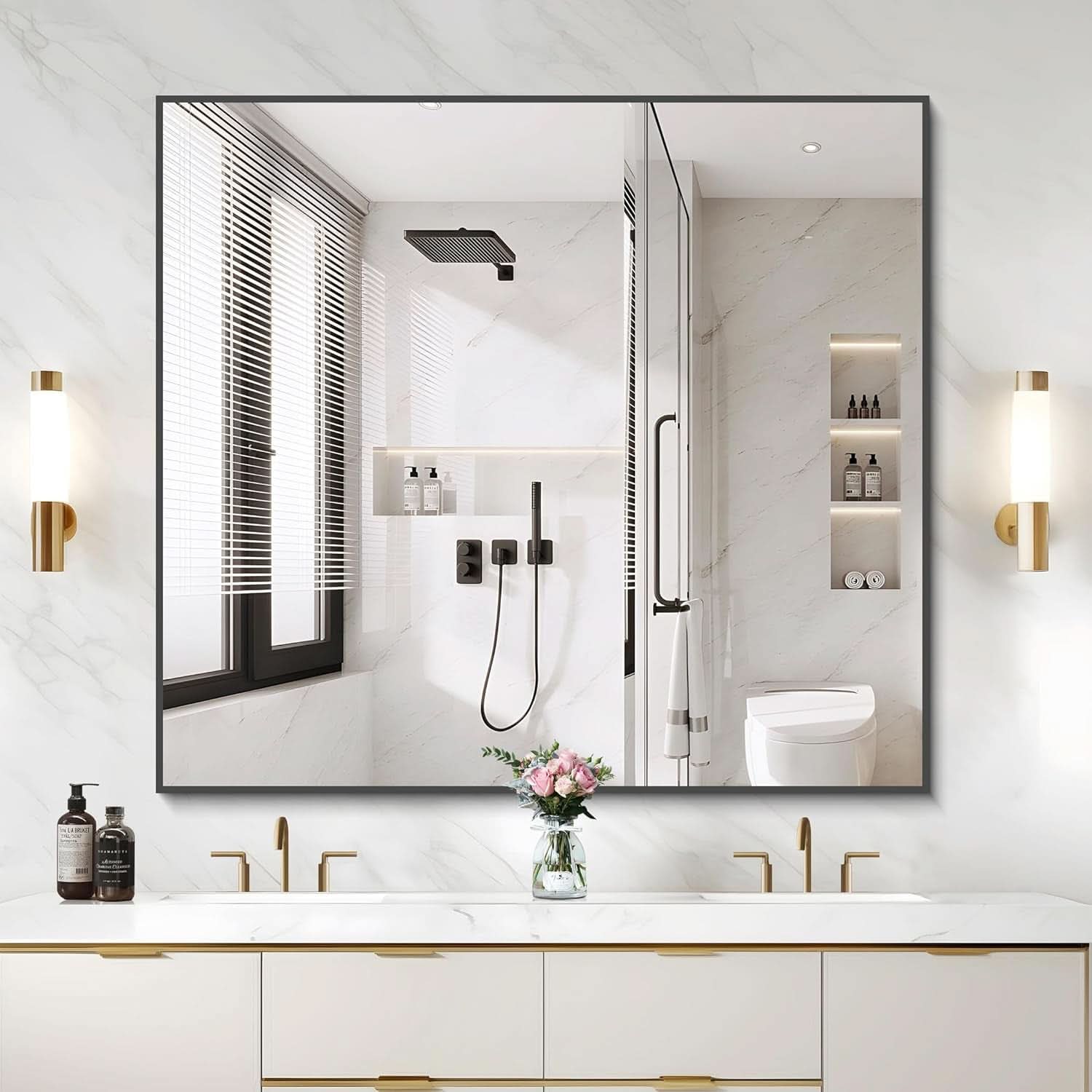 Miroir mural noir 36x40 pouces