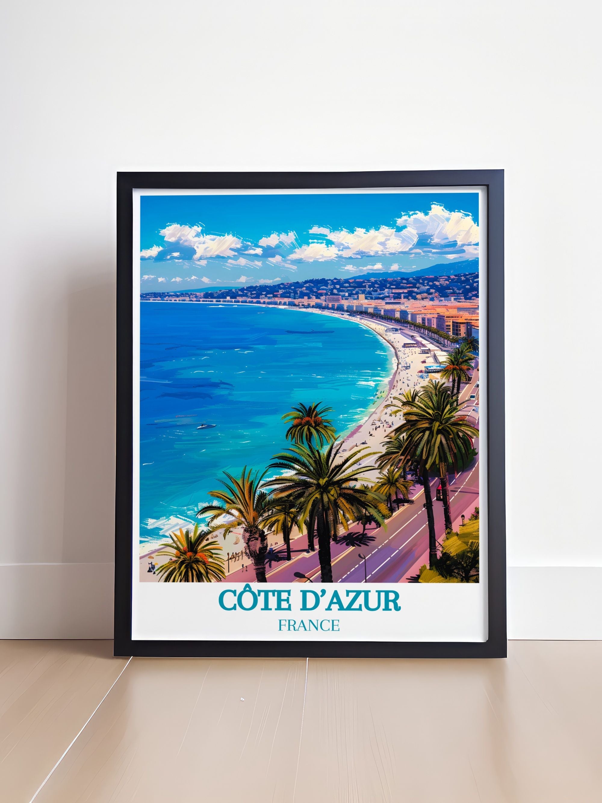 Cote D Azur Vintage Posters Promenade Des Anglais Custom Prints France Modern Wall Decor