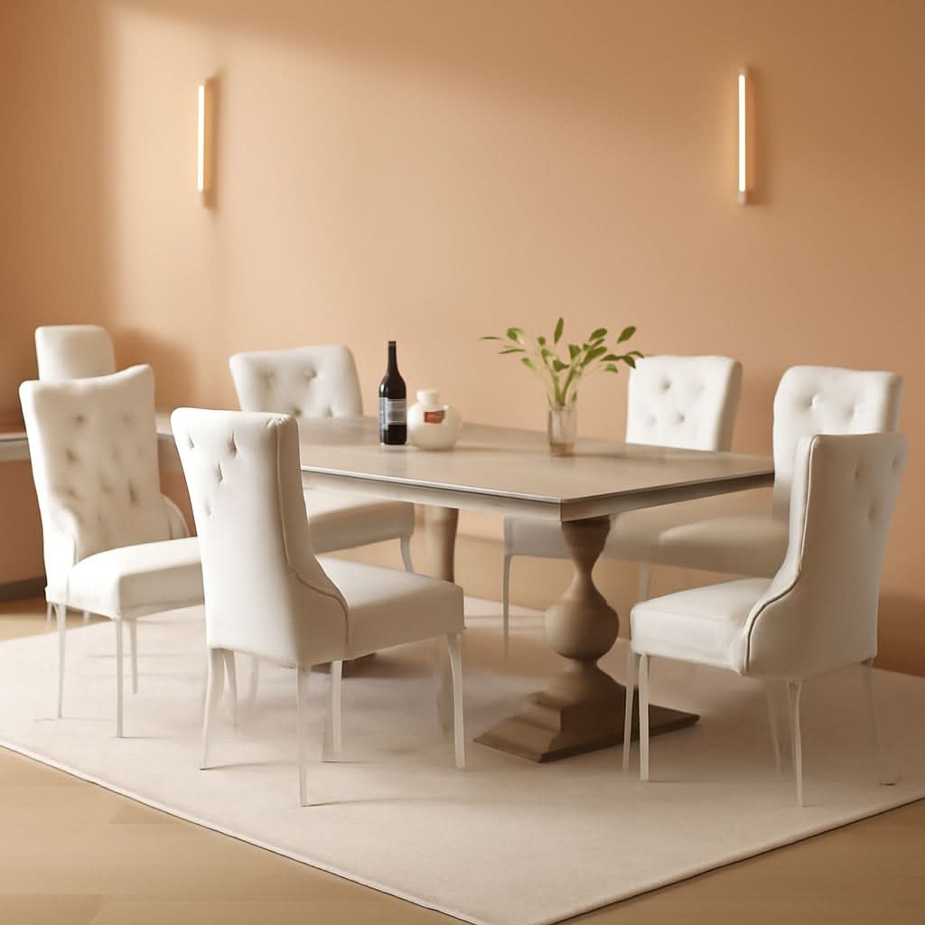 Lot de 4 Chaises de Salle à Manger en Velours Capitonné avec Pieds en Acrylique