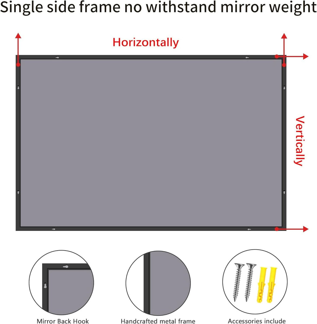Miroir mural noir 36x40 pouces