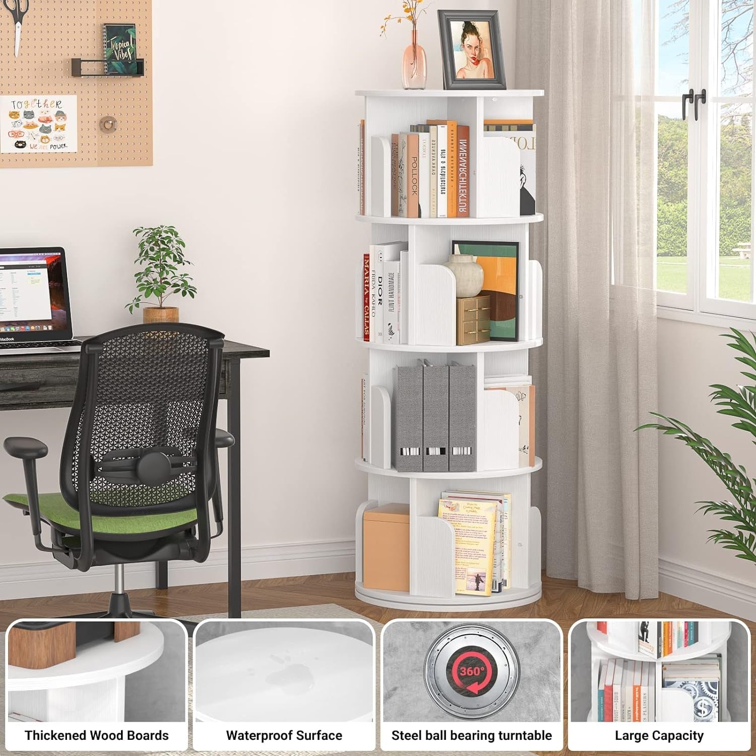 Étagère d'angle rotative 360° blanche