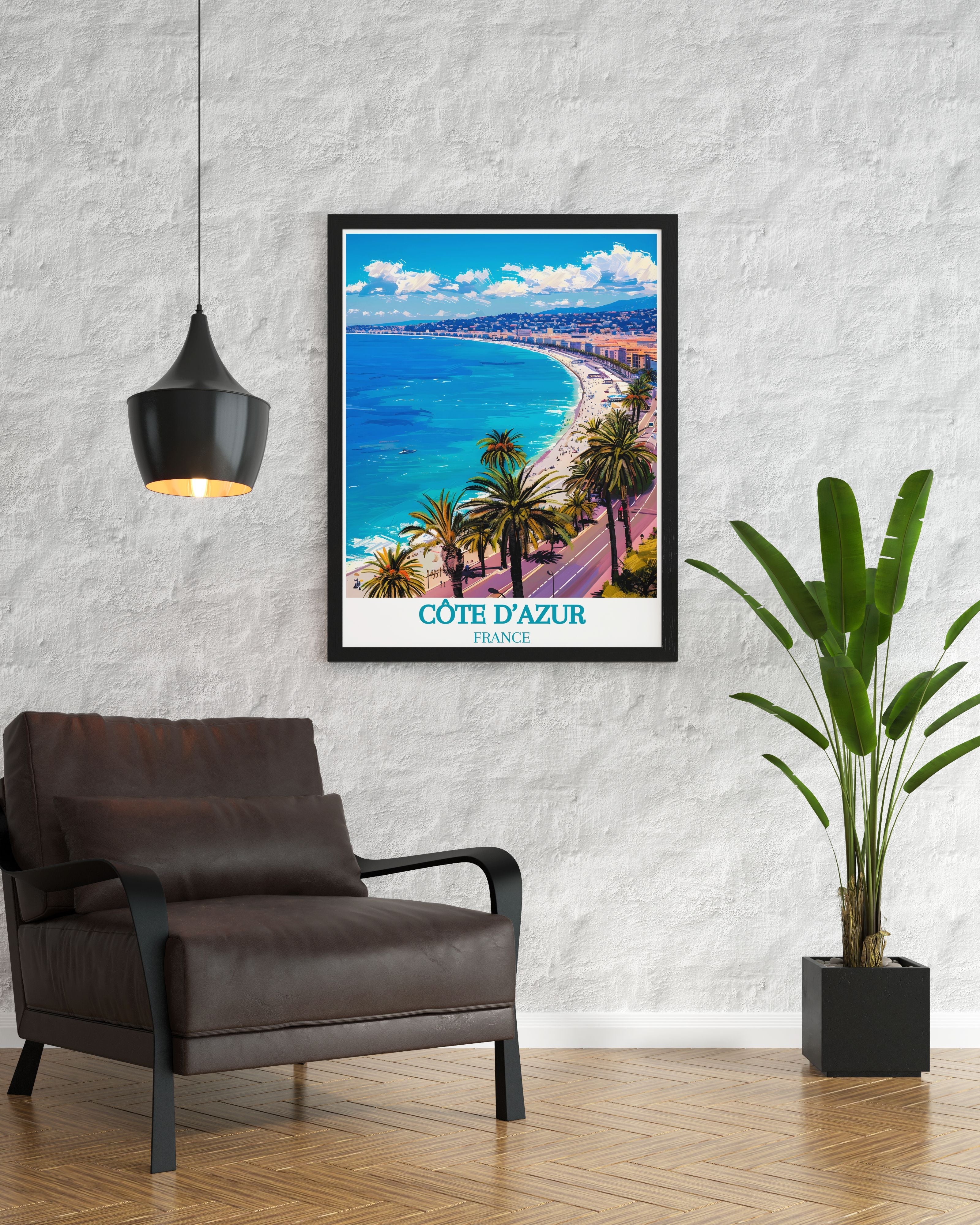 Cote D Azur Vintage Posters Promenade Des Anglais Custom Prints France Modern Wall Decor