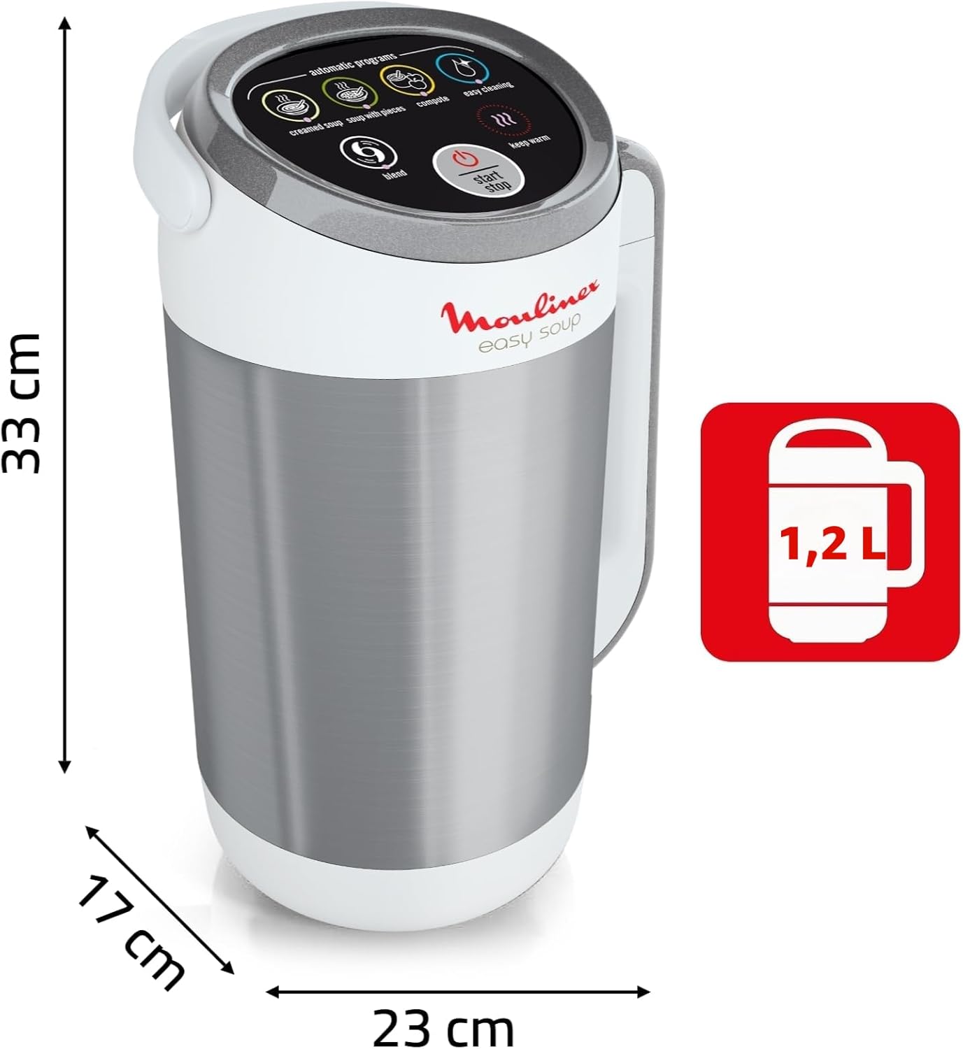 Moulinex - Easy Soup Blender Chauffant 1000W - 5 programmes - 1.2 L