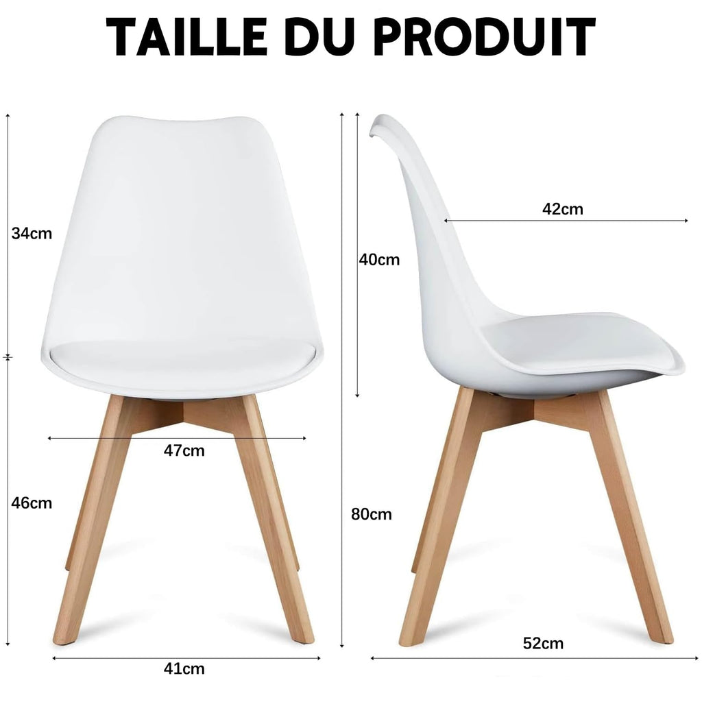 Chaises Salle à Manger, Chaise Scandinave Lot de 4,Idéal pour Salle à Manger,Salon,Cuisine,Chambre à Coucher (4, Noir)
