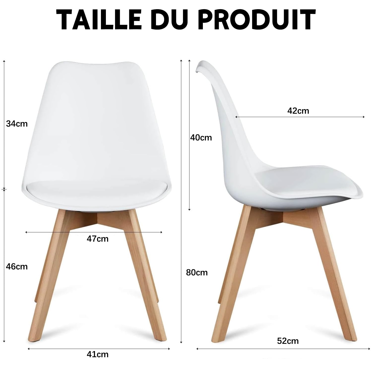 Chaises Salle à Manger, Chaise Scandinave Lot de 4,Idéal pour Salle à Manger,Salon,Cuisine,Chambre à Coucher (4, Noir)