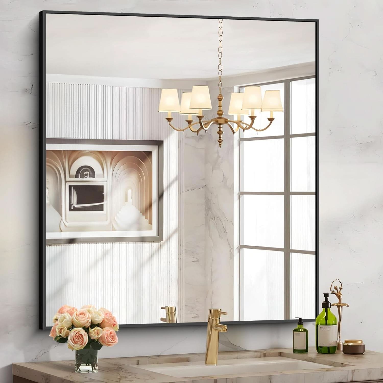 Miroir mural noir 36x40 pouces