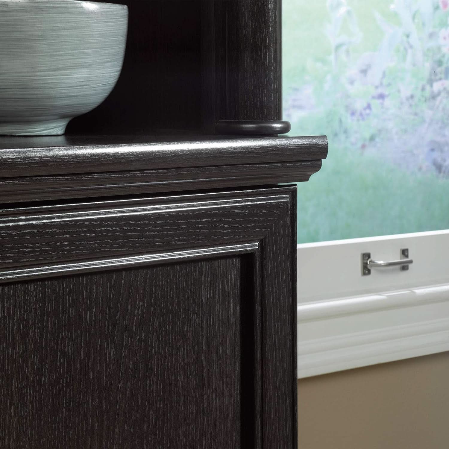 Palladia Library With Doors Bookcase Wind Oak 29 Inch Wide