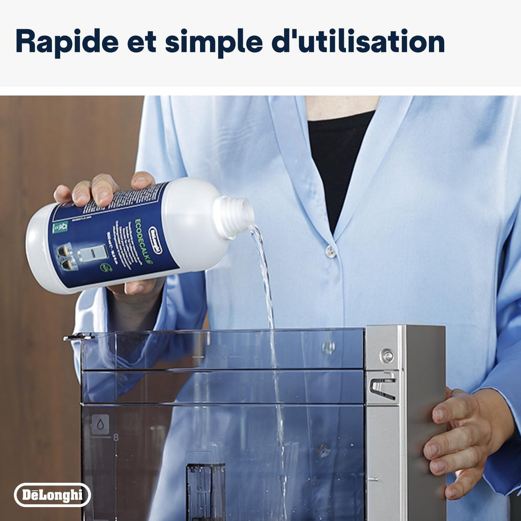 De'Longhi EcoDecalk Détartrant DLSC500, 5 Doses de Décalcification, Accessoire de Maintenance pour Machine à Café, Ingrédients à Base de Plantes, Bouteille Avec 5 Doses, 500ml