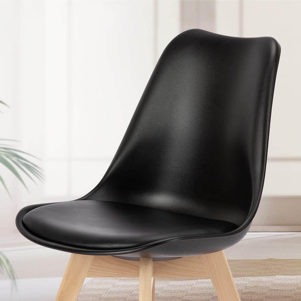 Chaises Salle à Manger, Chaise Scandinave Lot de 4,Idéal pour Salle à Manger,Salon,Cuisine,Chambre à Coucher (4, Noir)