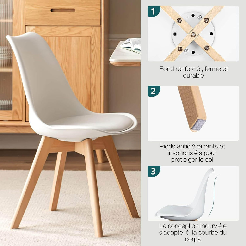 Chaises Salle à Manger, Chaise Scandinave Lot de 4,Idéal pour Salle à Manger,Salon,Cuisine,Chambre à Coucher (4, Noir)
