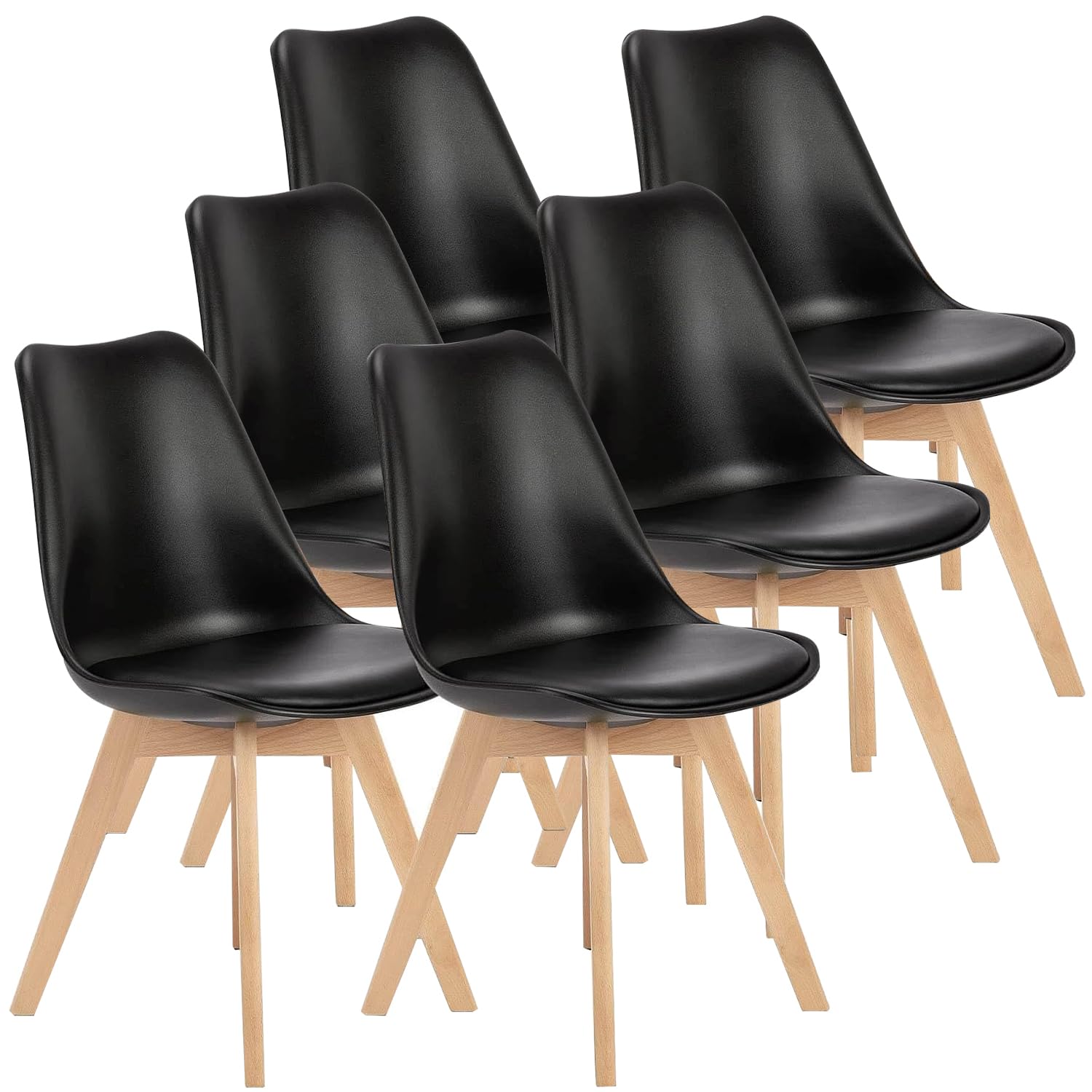 Chaises Salle à Manger, Chaise Scandinave Lot de 4,Idéal pour Salle à Manger,Salon,Cuisine,Chambre à Coucher (4, Noir)