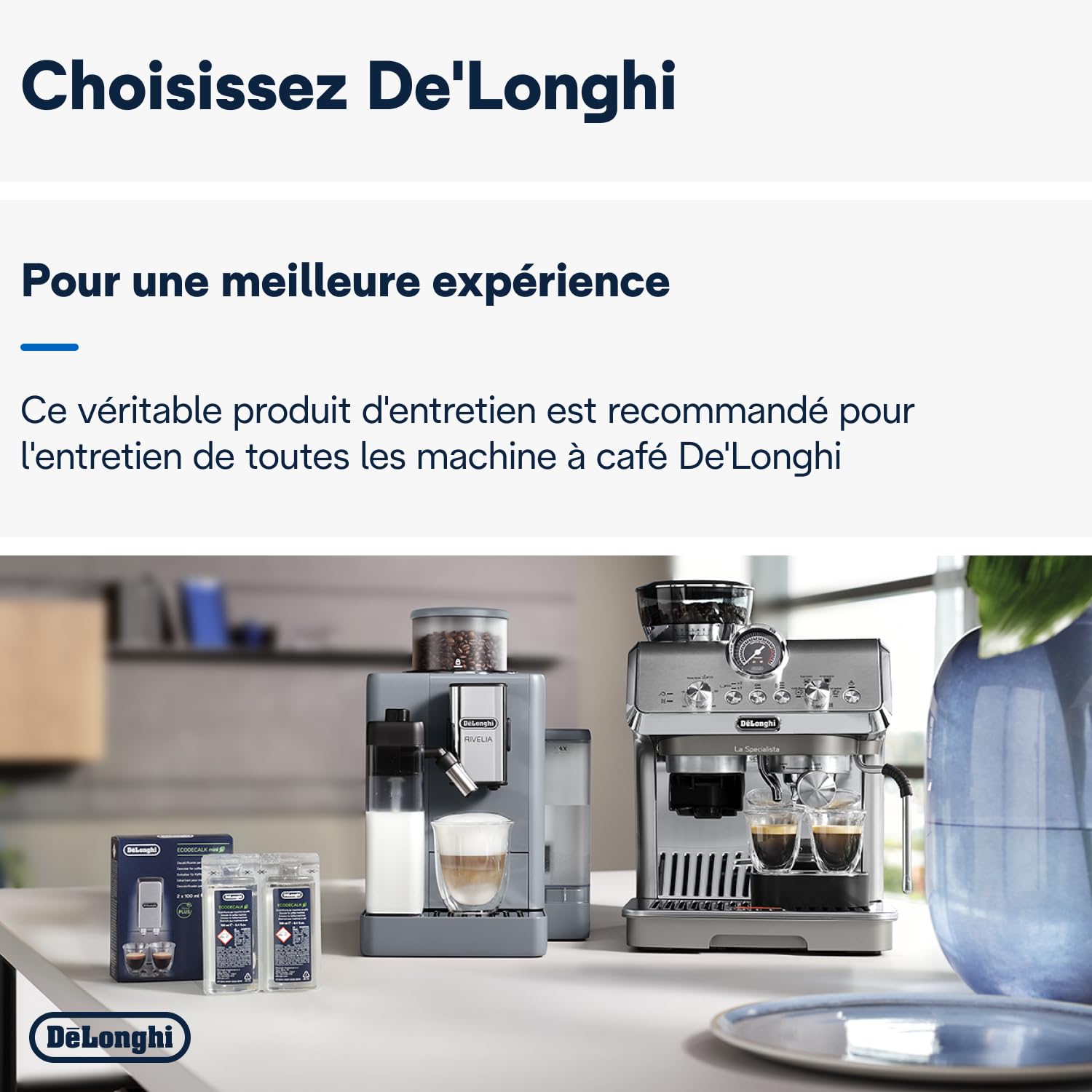 De'Longhi EcoDecalk Détartrant DLSC500, 5 Doses de Décalcification, Accessoire de Maintenance pour Machine à Café, Ingrédients à Base de Plantes, Bouteille Avec 5 Doses, 500ml