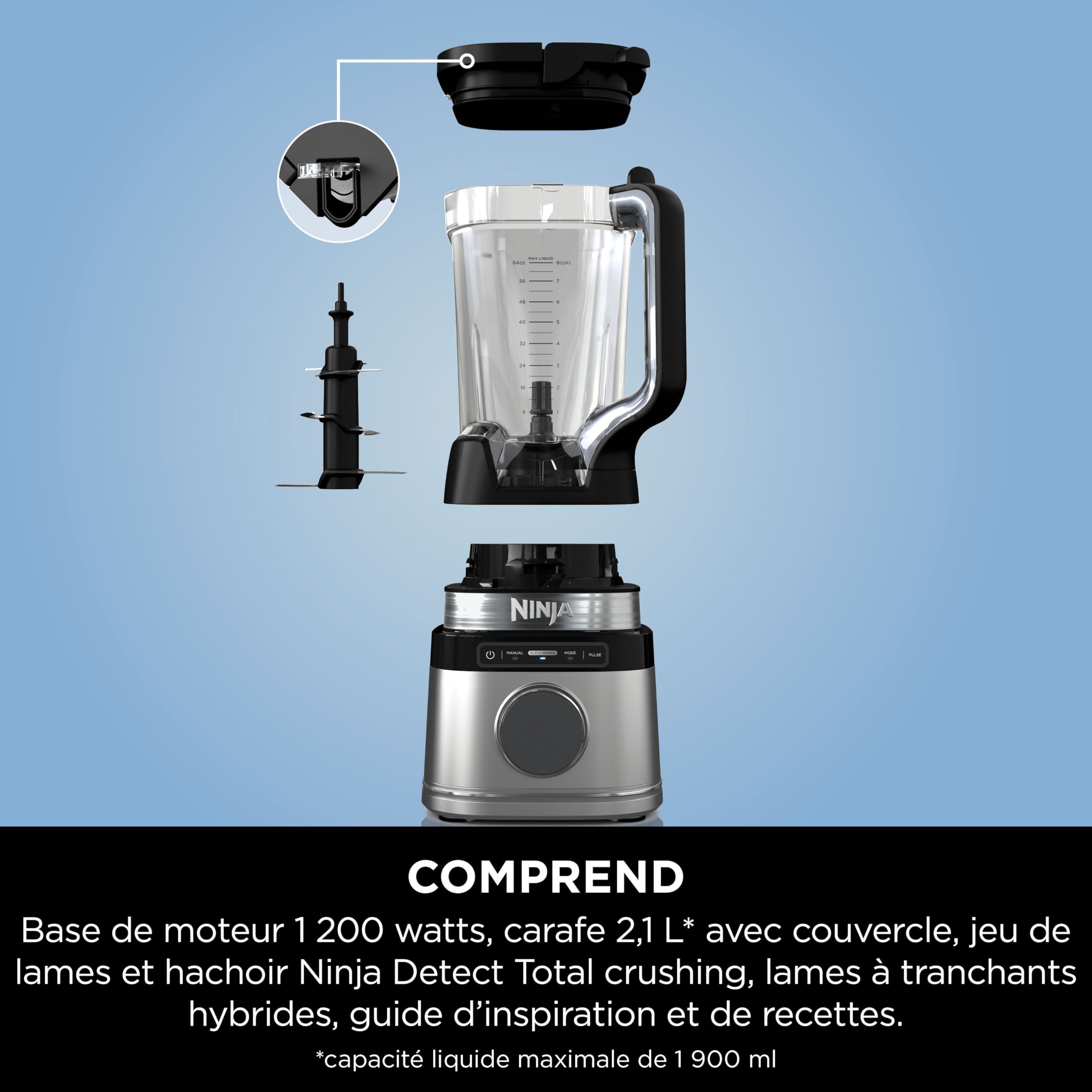 Ninja UltraCrush Mixeur Blender, 3 réglages de vitesse, 1,9L BP201EU