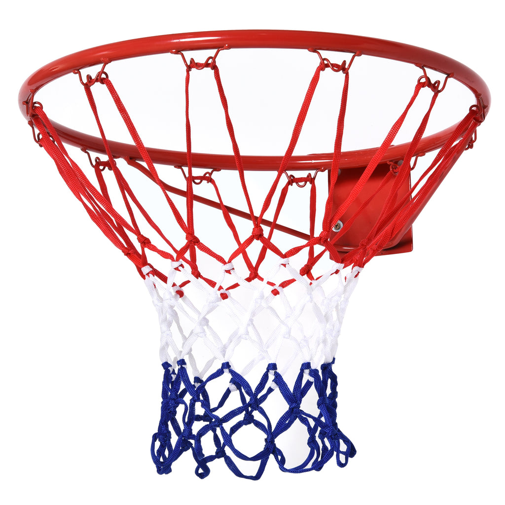 Panier de basket, anneau de basketball avec filet, suspendu mural intérieur et extérieur,  Ø 46 x 46 cm, rouge