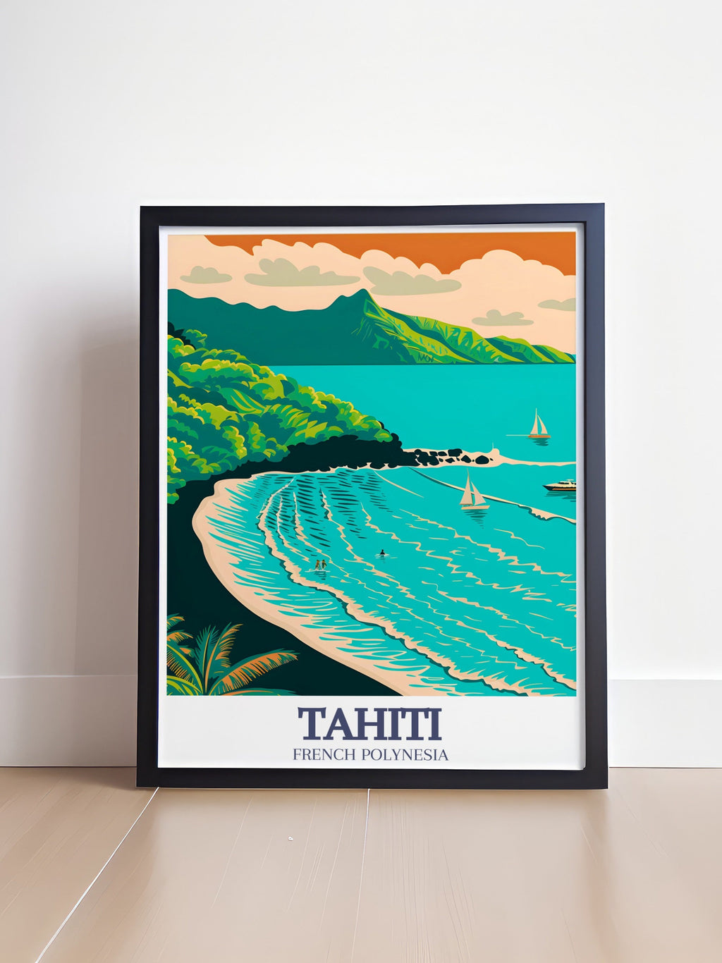 Tahiti Poster Print - Mahina Travel Art - Tahiti North Coast Poster - Tahiti Art Print - Tahiti Travel Print - French Polynesia Wall Decor