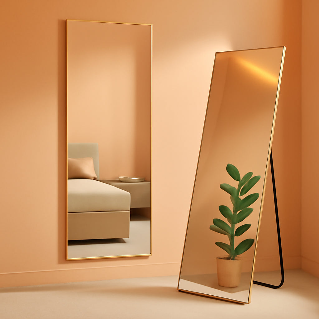 Miroir sur pied grande taille avec cadre noir