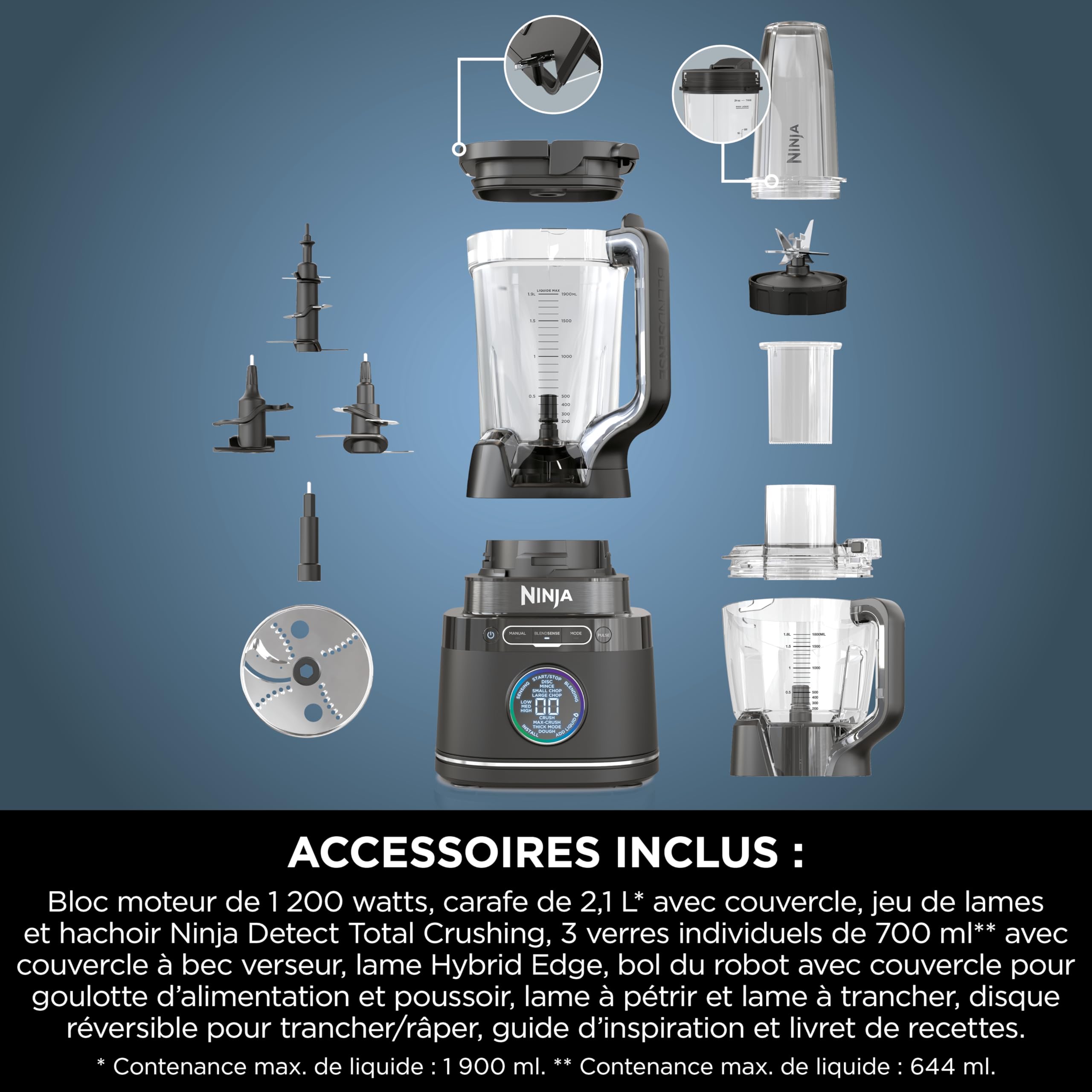 Ninja UltraCrush Mixeur Blender, 3 réglages de vitesse, 1,9L BP201EU