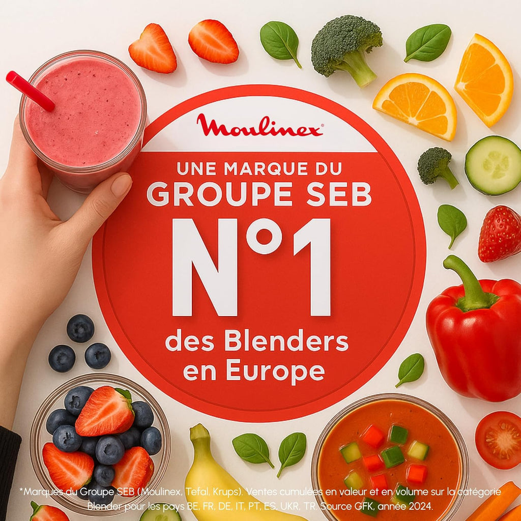 Moulinex - Easy Soup Blender Chauffant 1000W - 5 programmes - 1.2 L