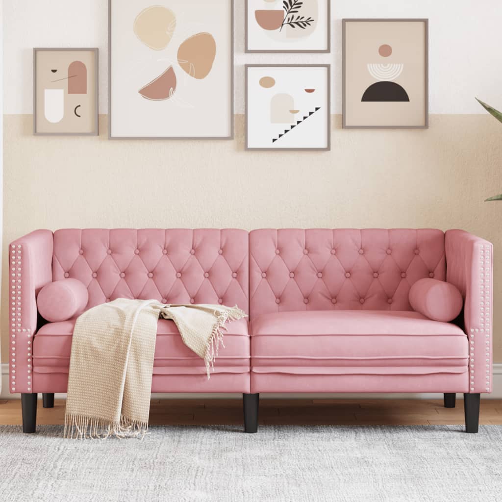Canapé Chesterfield Avec Traversins Velours