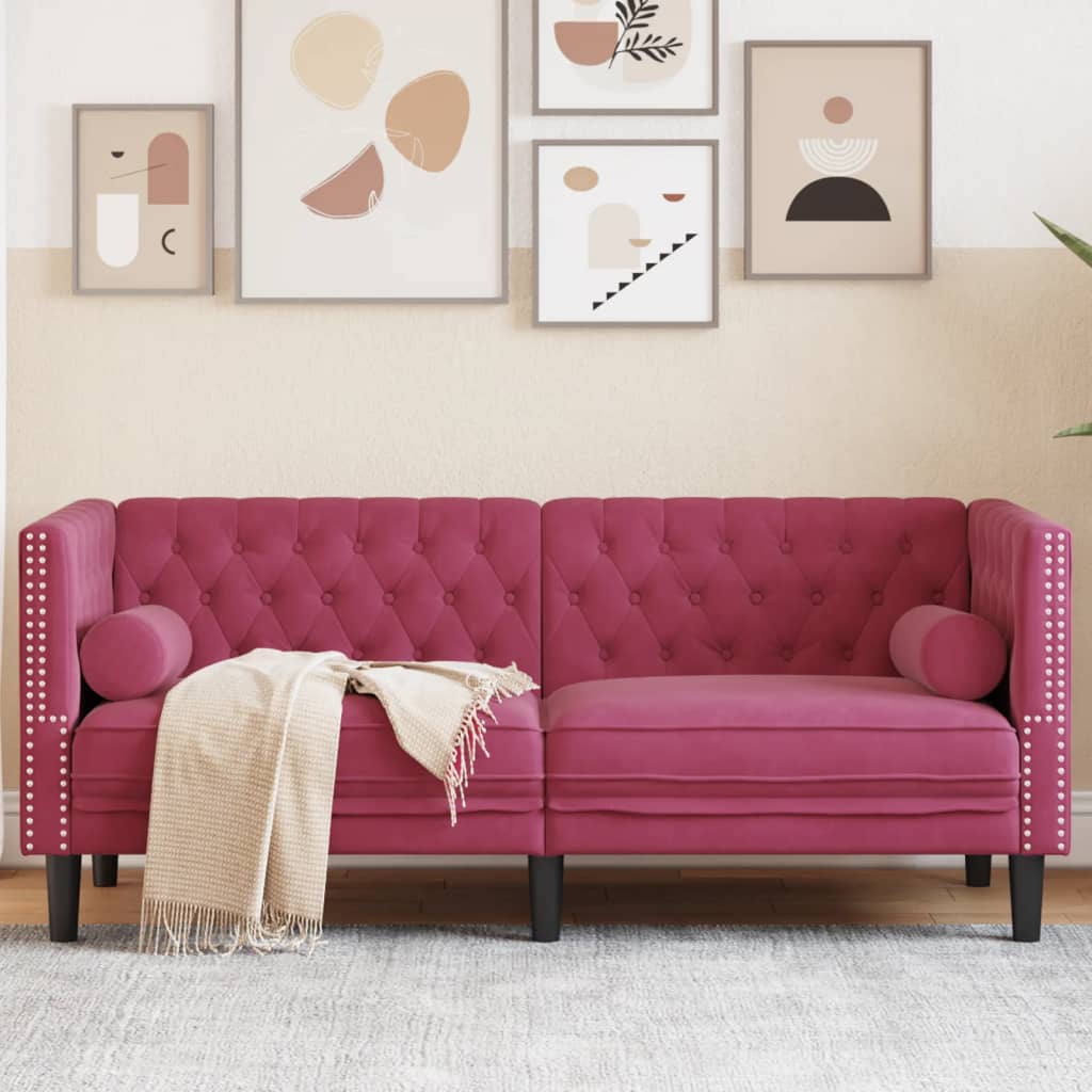 Canapé Chesterfield Avec Traversins Velours