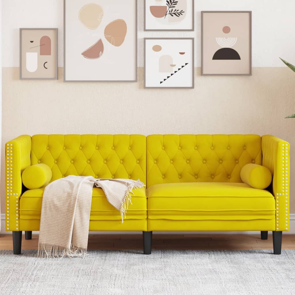 Canapé Chesterfield Avec Traversins Velours