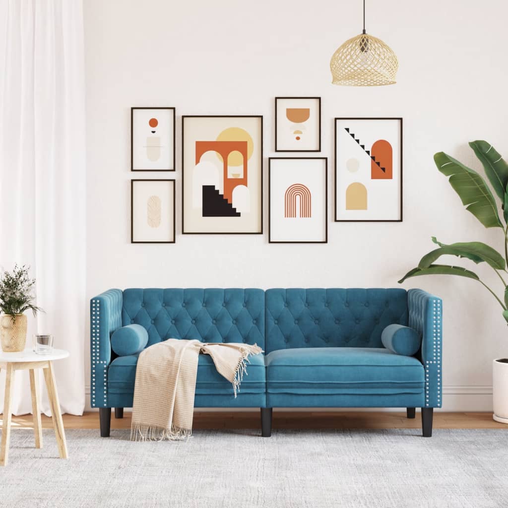 Canapé Chesterfield Avec Traversins Velours