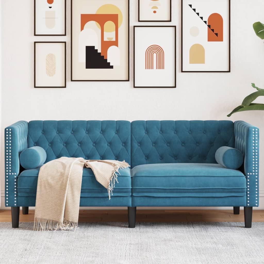 Canapé Chesterfield Avec Traversins Velours