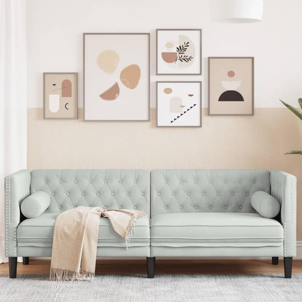 Canapé Chesterfield Avec Traversins Velours