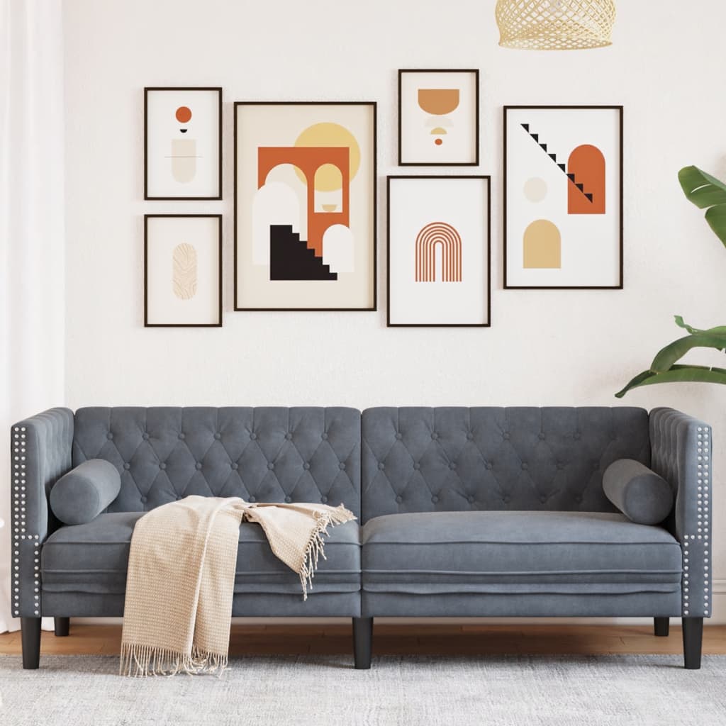 Canapé Chesterfield Avec Traversins Velours