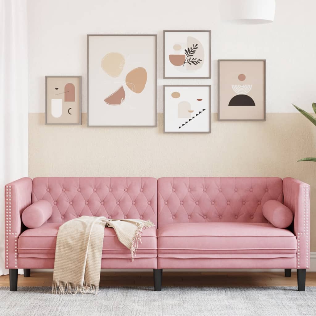 Canapé Chesterfield Avec Traversins Velours