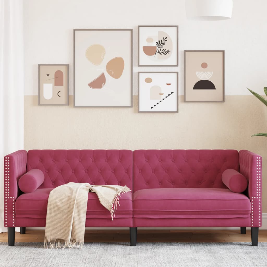Canapé Chesterfield Avec Traversins Velours
