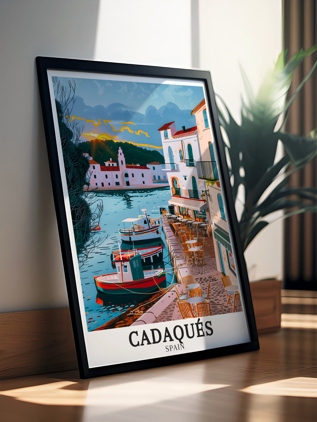 Cadaqués Print - Girona Wall Art - Mediterranean Framed Art - Mediterranean Vintage Poster