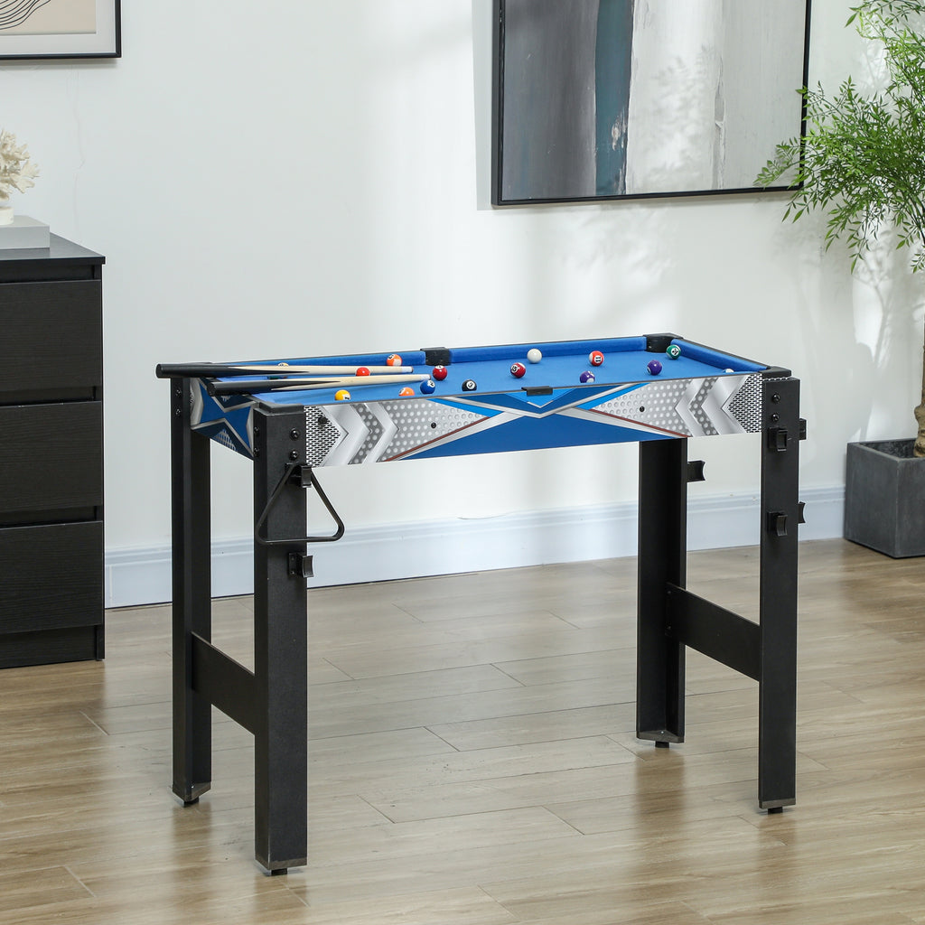 Table de jeux multifonctions 5 en 1, Billard, ping-pong, jeu de palets, mini basket, tir à l'arc, bleu